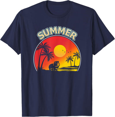 Summer Sunset Beach Guinea Pig Silhouette T-Shirt
