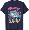 Fishermen Gifts Little Girls Boys Respect The Drip Fishing Boys Girls Fish Youth Bass Kids T-Shirt - Navy Blue