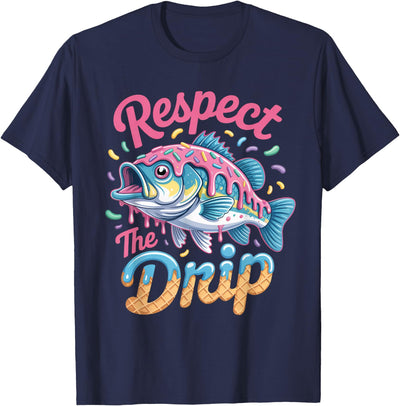Respect The Drip Fishing Boys Girls Fish Youth Bass Kids T-Shirt