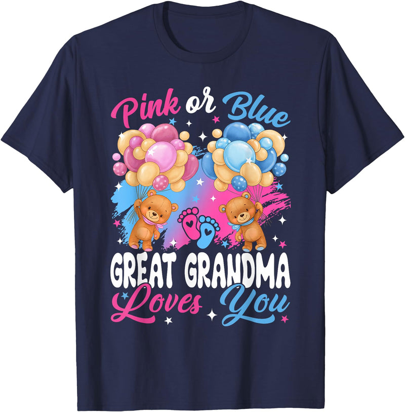 Bears Pink Or Blue Gender Reveal Bears Pink Or Blue Great Grandma Loves You Gender Reveal T-Shirt - Navy Blue