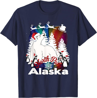 Alaska Souvenir Gifts by PLOLDS North Pole Alaska Christmas Town Polar Bear Santa Souvenir T-Shirt