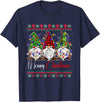 Xmas Lights Gnomes Holiday Graphics Merry Christmas Leopard Buffalo Red Plaid for Men Women T-Shirt - Navy Blue