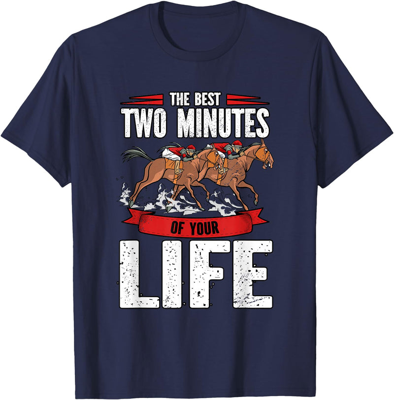 Horse Racing Gifts Horse Racing T-Shirt - Navy Blue