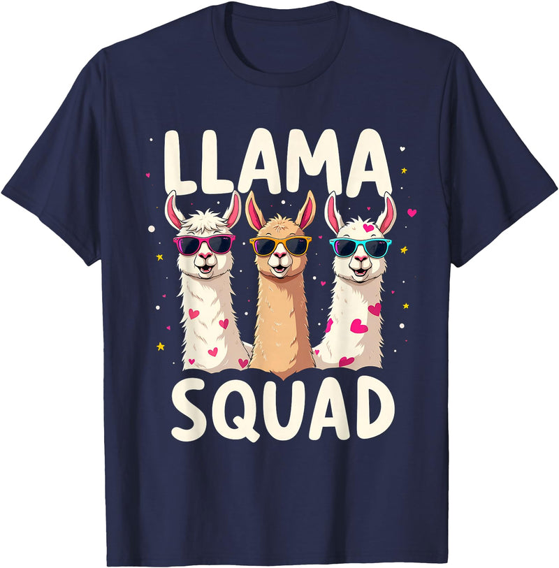 Funny Llama Alpaca Animal Lover Gifts Clothing Llama Squad T-Shirt - Navy Blue