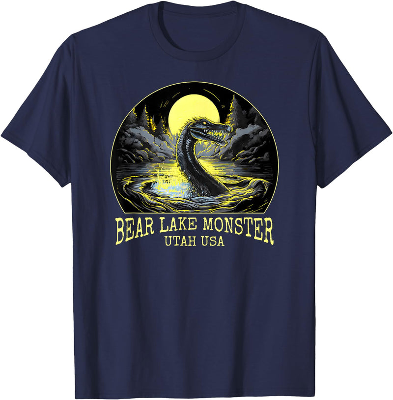 FunWearVm The Bear Lake Monster Cryptid Utah USA Cryptozoology T-Shirt - Navy Blue