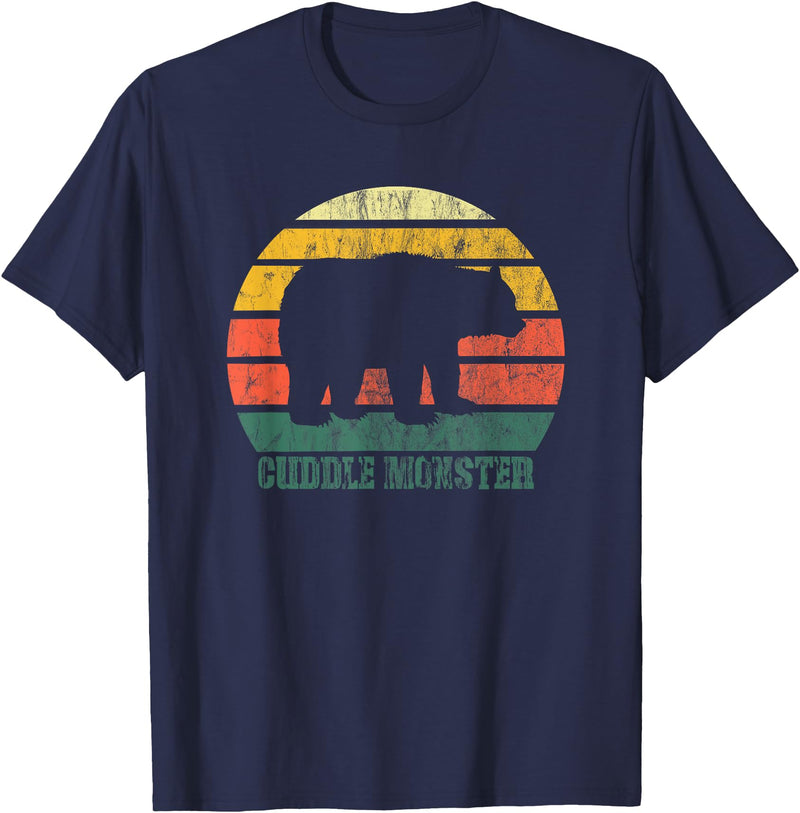 Vintage Cute Bear Cuddle Monster Retro Cuddle Monster Bear Fun Novelty T-Shirt - Navy Blue