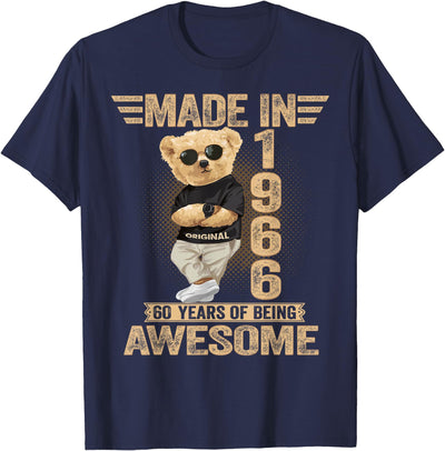 60 Year Old Made in 1966 Teddy Bear 60th Birthday Men Women T-Shirt