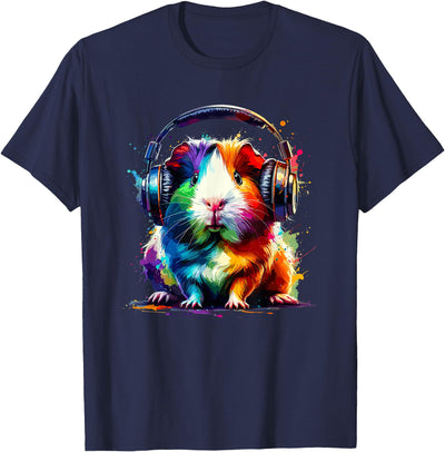 Colorful Splash Art Headphones Guinea Pig Lover Guinea Pigs T-Shirt