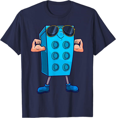 Building Blocks Geek Outfit Brick Builder Master Building Blocks Birthday Funny Kids Boy T-Shirt