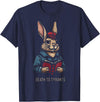 Retro Rabbit Death to Tyrants Vintage 90s, Funny Quote T-Shirt in Navy Blue