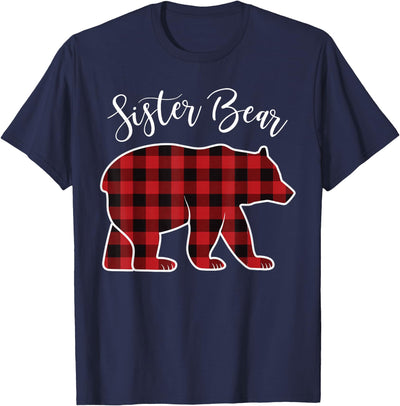 Sister Bear Pajama Red Buffalo Xmas Funny Family Christmas T-Shirt