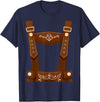 Bavarian Oktoberfest Halloween Costume Oktoberfest Costume Halloween Lederhosen T-Shirt - Navy Blue