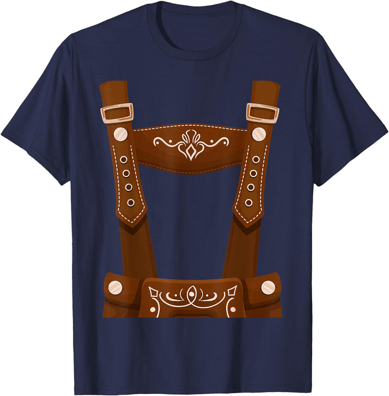 Bavarian Oktoberfest Halloween Costume Oktoberfest Costume Halloween Lederhosen T-Shirt - Navy Blue