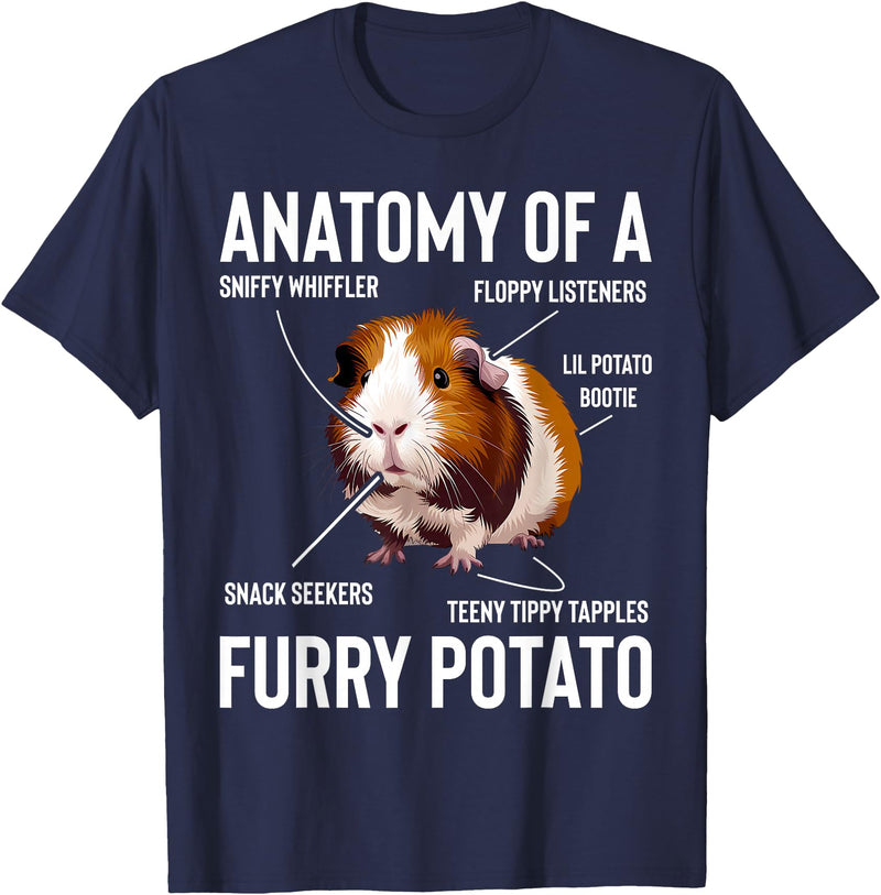 Guinea Pig Lover Gift Co. Guinea Pig Anatomy Of Furry Potato Funny Cavy Men Women Kids T-Shirt - Navy Blue