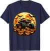 Halloween Monster Truck Designs Monster Truck Halloween Jack O Lantern Moon Pumpkin T-Shirt - Navy Blue
