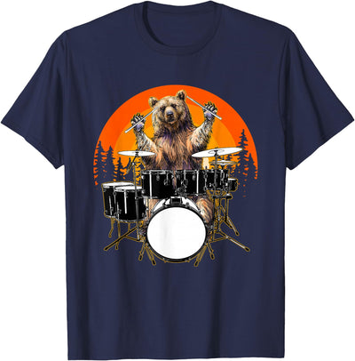 Bear Playing Drums For Drum Lover And Musical Drummer Lover T-Shirt