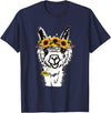Funny Llama Alpaca Animal Lover Women's Floral Llama Alpaca Funny Graphics T-Shirt - Navy Blue