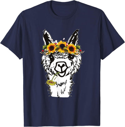 Funny Llama Alpaca Animal Lover Women's Floral Llama Alpaca Funny Graphics T-Shirt