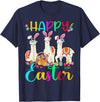 Happy Easter Three Llama Wearing Bunny Ear Happy Easter Llama Lover Three Llama Wearing Bunny Ear T-Shirt - Navy Blue