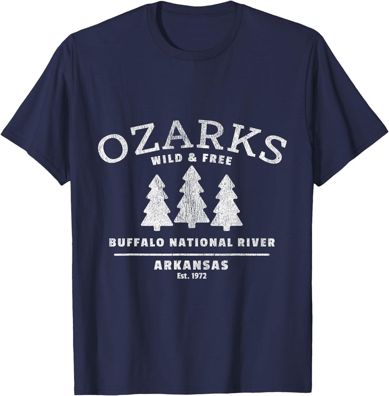 Arkansas Wilderness Designs and Gifts Buffalo National River - Arkansas - Ozark Mountains T-Shirt - Navy Blue