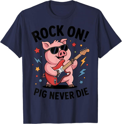 Rock On Pig Never Die Music Lovers Funny Concert Vibe T-Shirt