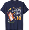 Giraffe Birthday Party by LazyPanda Guinea Pig Birthday Girl 10th Birthday Party 10 Year Old T-Shirt - Navy Blue