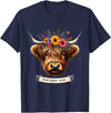 Humorous Highland Cow Gifts Highland Cow Birthday Girl Party T-Shirt - Navy Blue