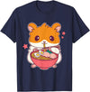 Cute Hamster Eating Ramen Hamster Lovers T-Shirt - Navy Blue