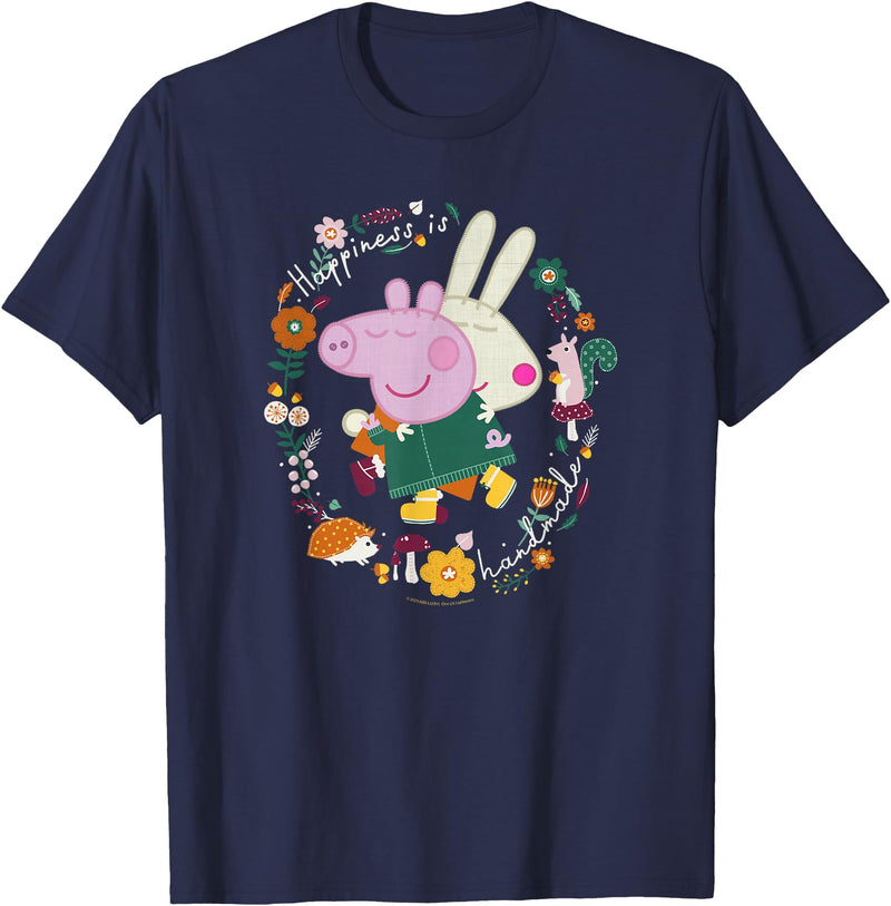 Peppa Pig Happiness Is Handmade Peppa & Rebecca Hugging T-Shirt - Navy Blue