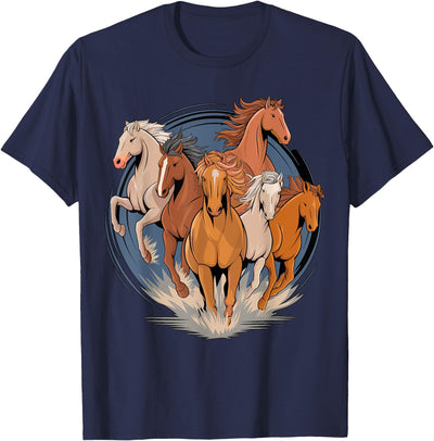 Magical and Funny Horse lover Gifts Unisex-Child Classic Fit Black Cartoon Animal-Print T-Shirt