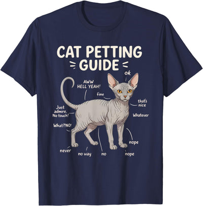 Sphynx Cat Humor Design Sphynx Cat Petting Guide Funny Cat Lover T-Shirt