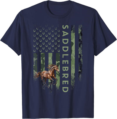 American Saddlebred Horse, Horseback Riding Flag USA Camouflage American Saddlebred Horse, Horseback Riding T-Shirt