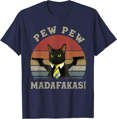 PewPew Madafaka Cats Apparel Funny Black Cat Pew Pew Madafakas T-Shirt