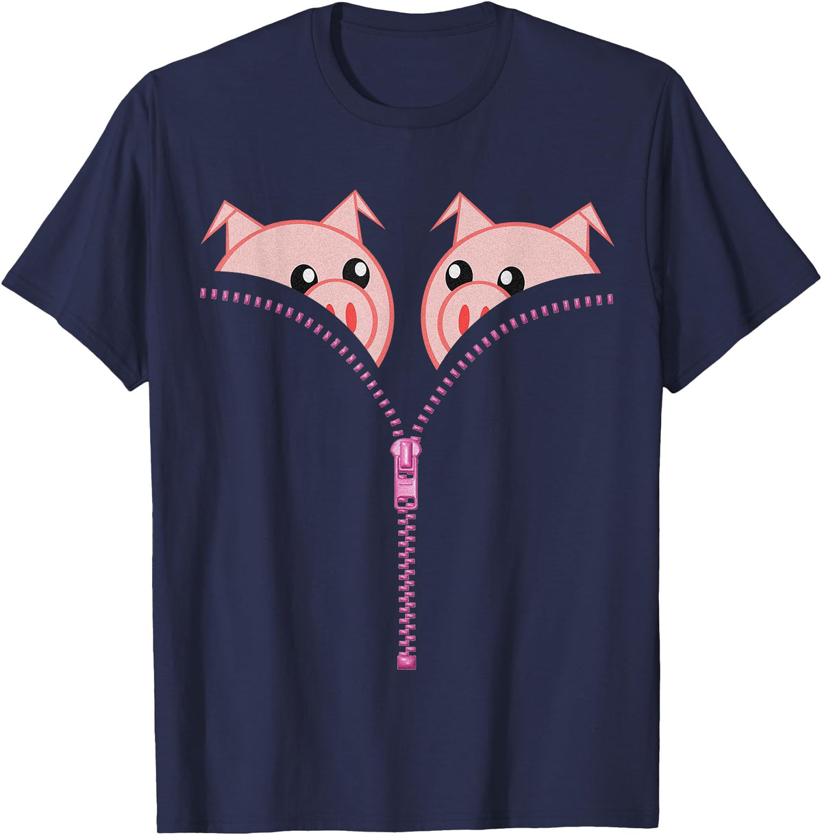 Pigs Boobs T-Shirt Funny Womens Christmas Tee Gift 2019 Pig - Navy Blue