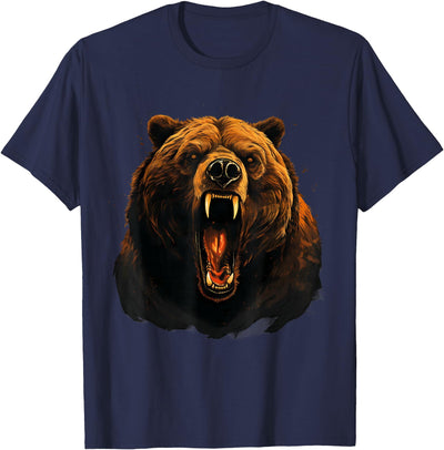 Bear Portrait Art Work Wildlife Animal Lovers Forest Motif T-Shirt