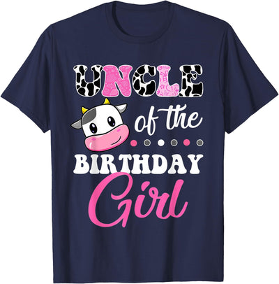 Uncle of the Birthday Girl Family Matching Farm Cow T-Shirt
