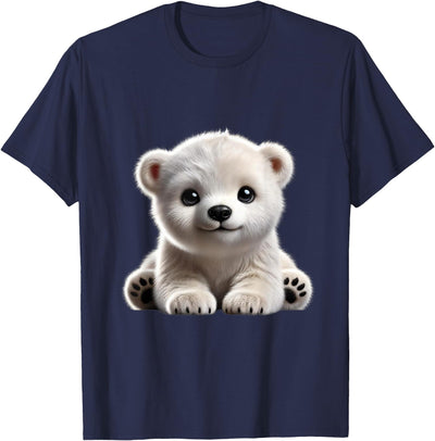 Just Sweet Designs Cute Polar Bear Cub Design T-Shirt, Small, Black