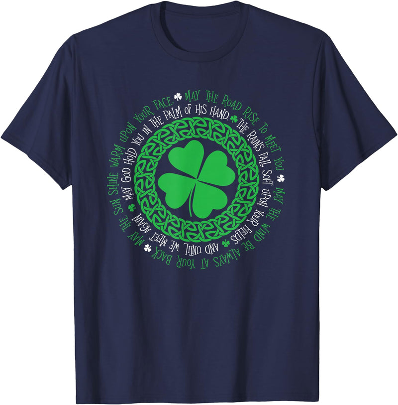 Irish Blessing Celtic Knot 4 Leaf Clover - St. Patrick's Day T-Shirt in Navy Blue