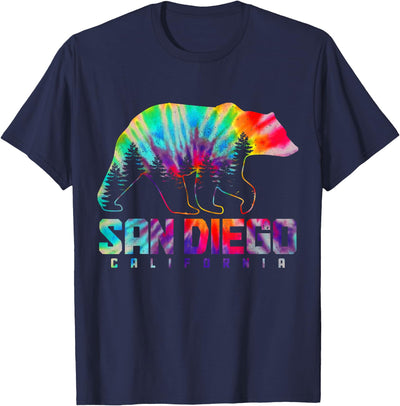 San Diego California Tie Dye Bear Pride Outdoor Vintage T-Shirt