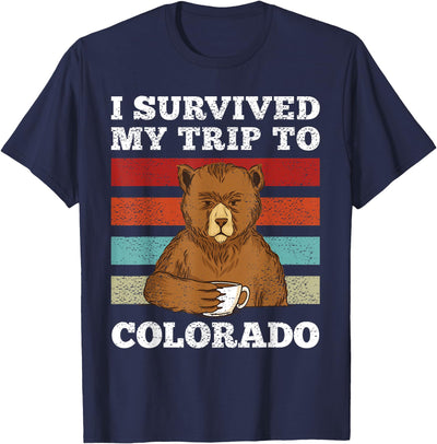 I Survived My Trip To Colorado Vintage Tired Bear Coffee T-Shirt