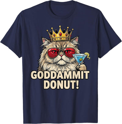 Retro Funny Goddammit Donut Princess Cat Tee Donut Princess Cat Meme – Kawaii Funny Cartoon Style T-Shirt