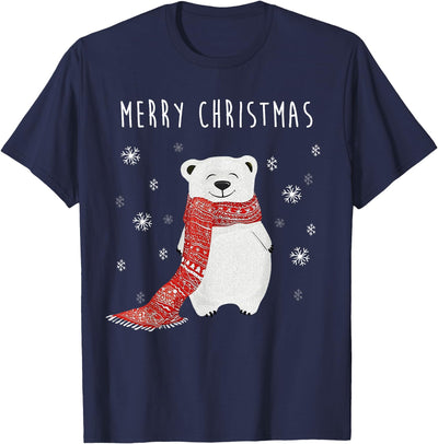 Cute Polar Bear Scarf Merry Christmas Xmas Holidays Gift T-Shirt