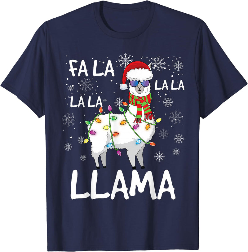 Funny Christmas Llama Shirts Fa La La Llama Shirt Men Women Funny Llama Christmas T-Shirt - Navy Blue