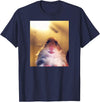 Staring Hamster Meme Front Camera T-Shirt - Navy Blue