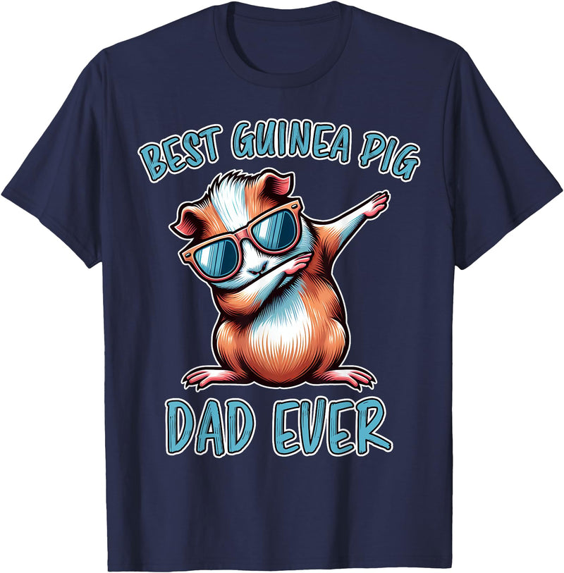 Funny Guinea Pig Daddy Cute Guinea Pig Designs Guinea Pig Dad Funny Guinea Pig T-Shirt - Navy Blue