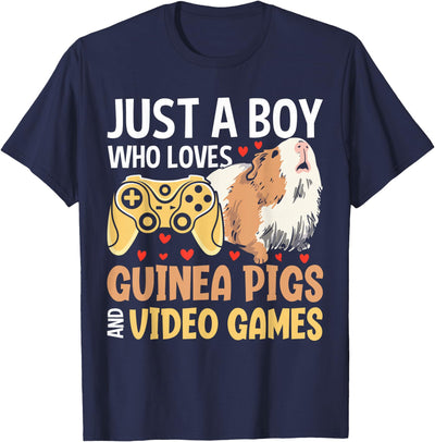 Just A Boy Who Loves Guinea Pigs and Video Games T-Shirt
