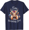 Highland Cow Birthday Party Family Matching Outfit I'm The Birthday Girl Highland Cow T-Shirt - Navy Blue