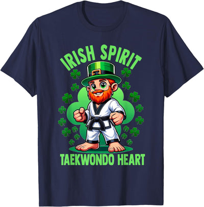 Cow Patricks Day Martial Arts Irish Spirit Taekwondo Heart T-Shirt
