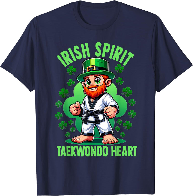 Buffalo Taekwondo Karate and Martial Arts Tees St Patricks Day Martial Arts Irish Spirit Taekwondo Heart T-Shirt - Navy Blue