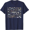 100 Types Of Fish Species Tee 100 Types of Freshwater Fish Species Fishing T-Shirt - Navy Blue